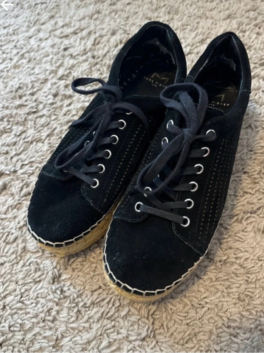 Marc Fisher Black Espadrille Platform Sneakers - Women's Casual Lace-Up